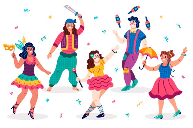 Variedad de tipos de ropa de bailarines de carnaval