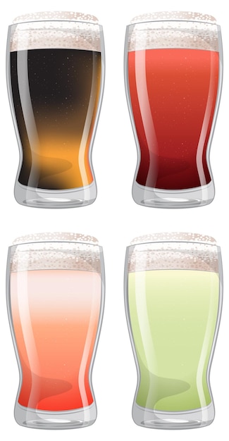 Vector gratuito variedad de vasos de cerveza de colores