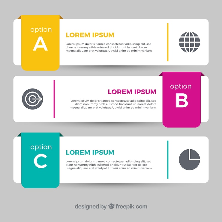 Vector gratuito varios banners infográficos con detalles de color en diseño plano