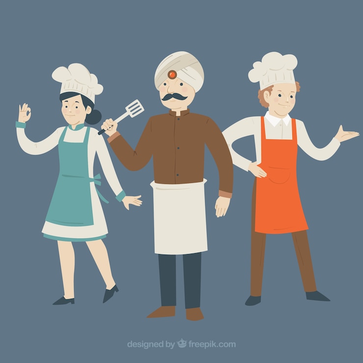 Vector gratuito varios cocineros felices
