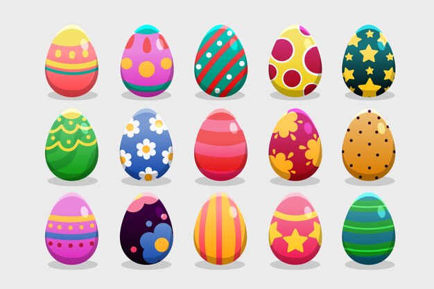 Varios colores y diseños para huevos de pascua
