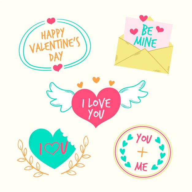 Varios diseños para insignias de San Valentín