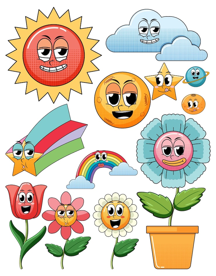 Vector gratuito varios dulces sobre fondo blanco.