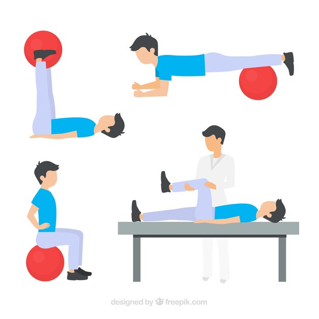Varios ejercicios de fisioterapia