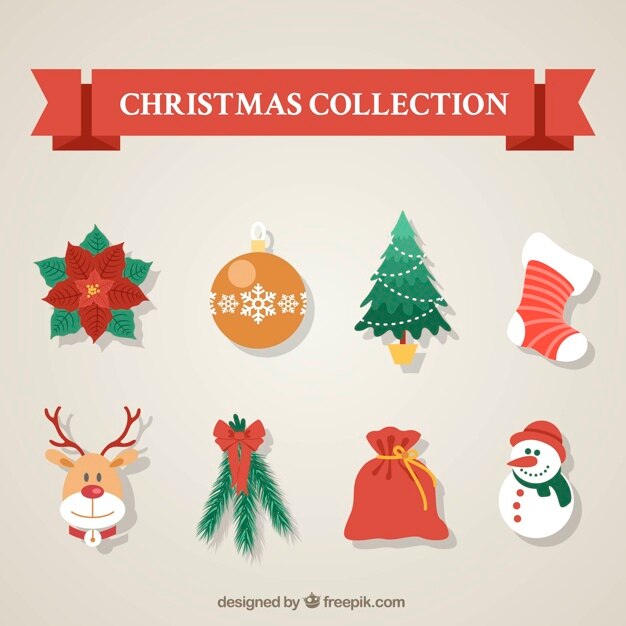 Varios elementos bonitos de navidad 