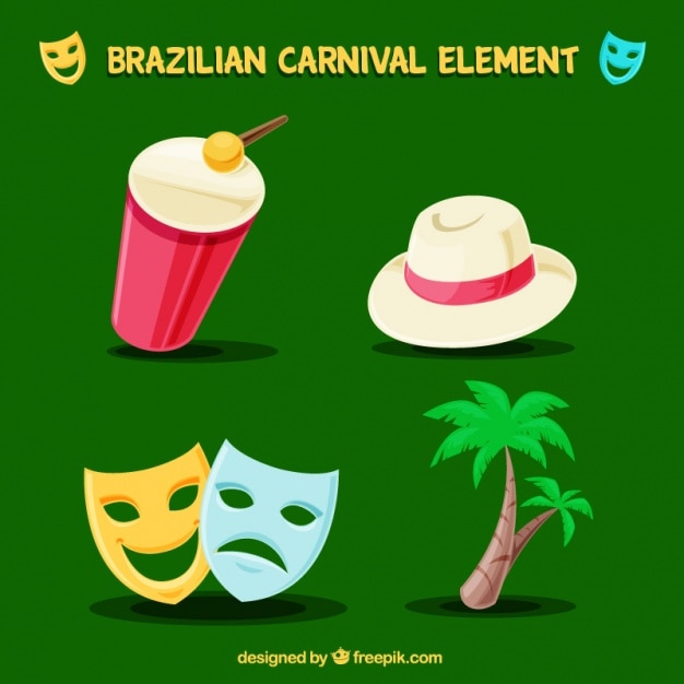 Vector gratuito varios elementos para el carnaval de brasil