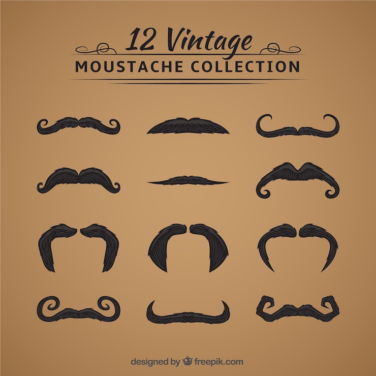 Vector gratuito varios estilos de bigotes vintage 