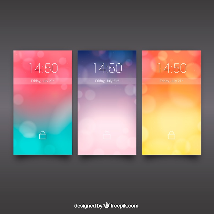 Vector gratuito varios fondos desenfocados de pantalla de móvil