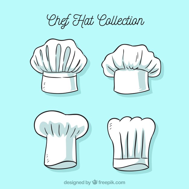 Varios gorros de chef dibujados a mano