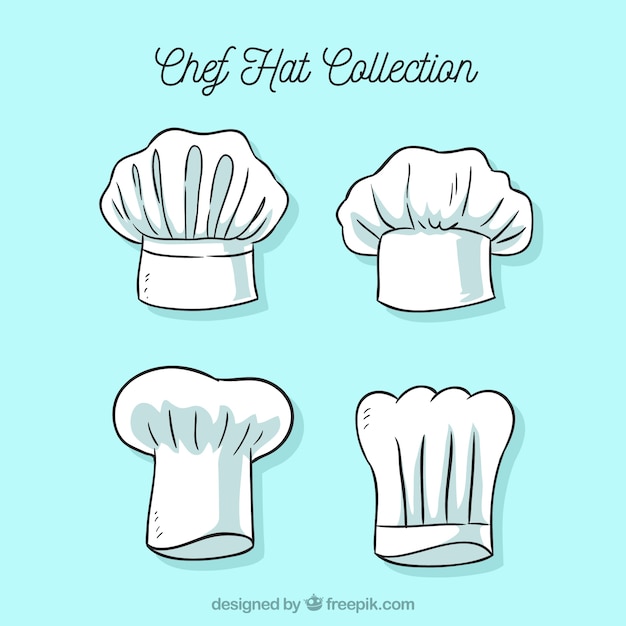 Varios gorros de chef dibujados a mano