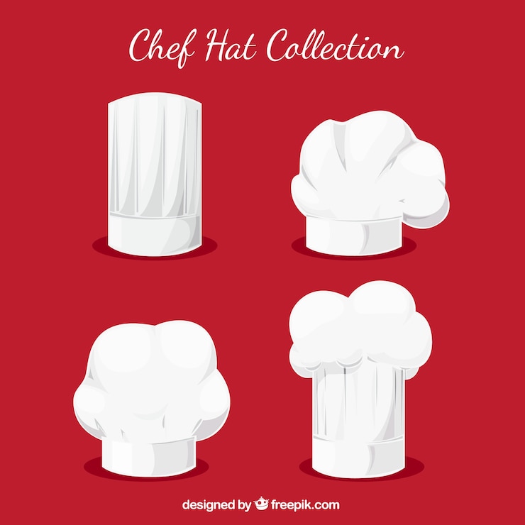 Vector gratuito varios gorros de chef en diseño plano