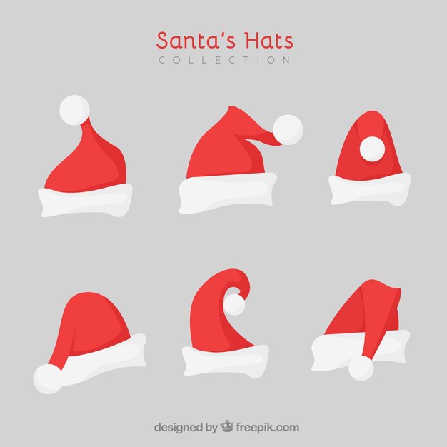Varios gorros de navidad dibujados a mano 