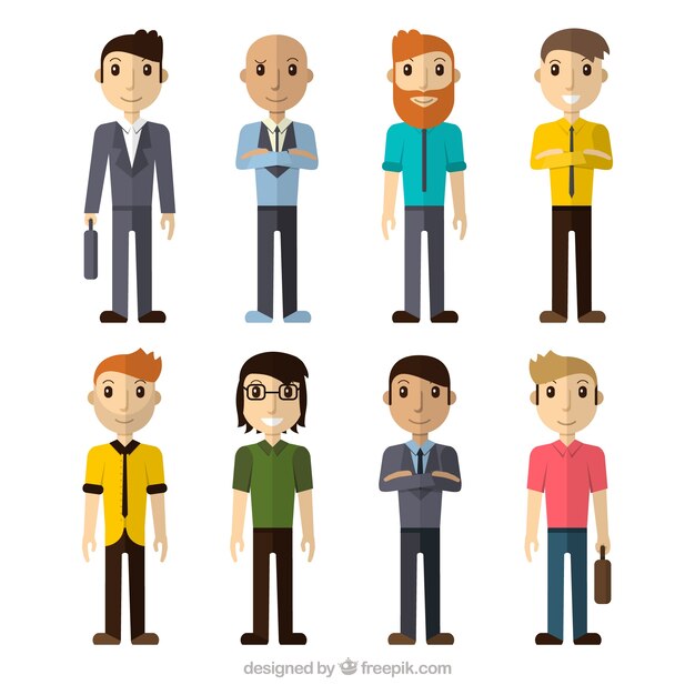 Varios hombres de negocios en diseño plano 