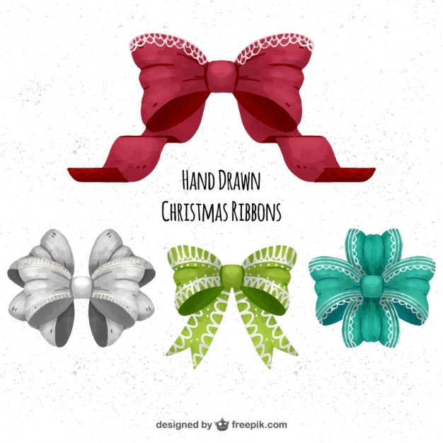Vector gratuito varios lazos de acuarela para navidad