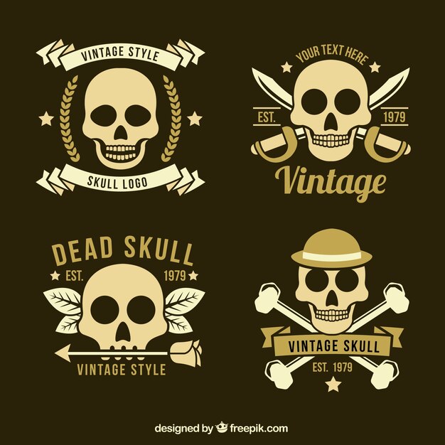 Varios logos de calavera en estilo retro