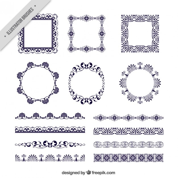 Vector gratuito varios marcos victorianos y bordes