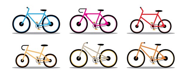 Varios modelos y estilos de bicicletas para que los ciclistas elijan según la edad y el uso Bicicleta de ilustración de dibujos animados vectoriales aislada en un fondo blanco