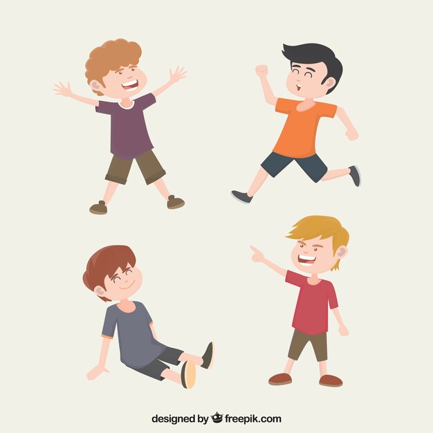 Varios niños en diferentes posiciones 