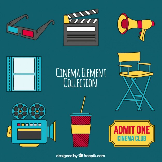 Varios objetos de cine de colores
