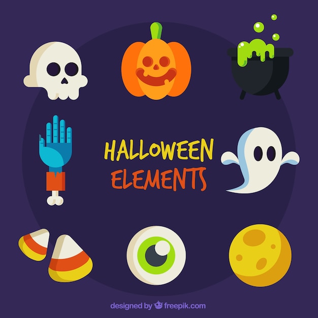 Vector gratuito varios objetos planos de halloween