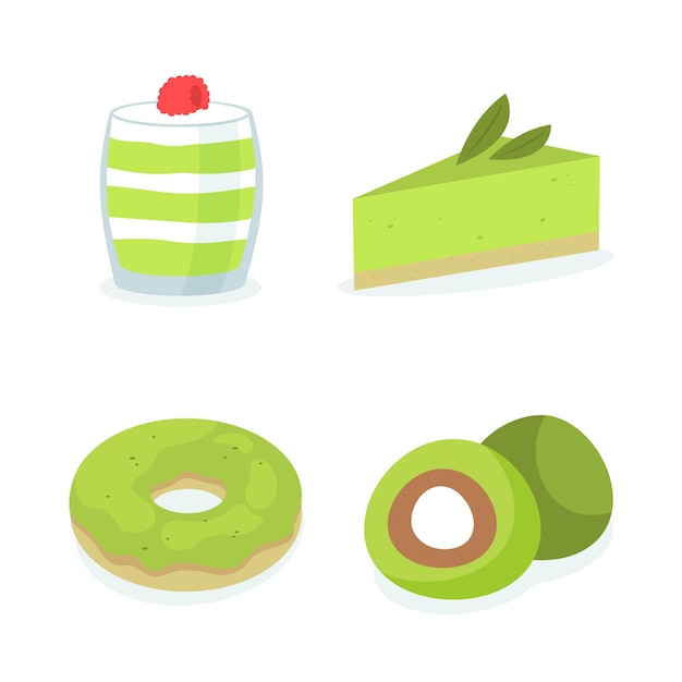 Vector gratuito varios paquetes de dulces orgánicos de matcha