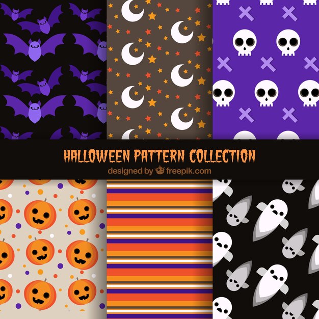 Varios patrones decorativos de halloween 
