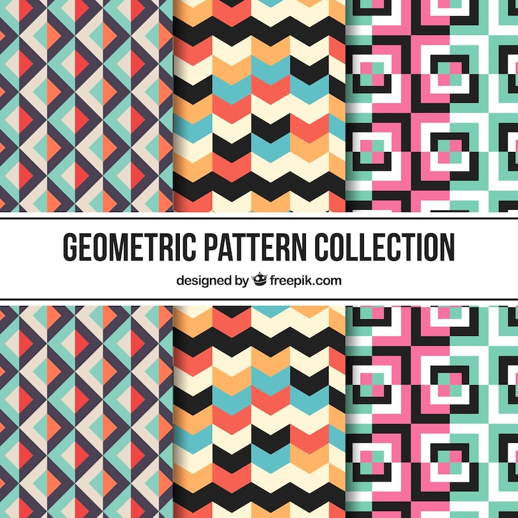 Vector gratuito varios patrones de formas abstractas de colores
