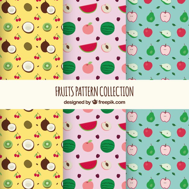 Varios patrones de fruta en diseño plano