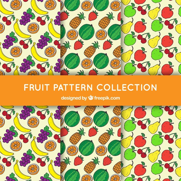 Varios patrones con frutas sabrosas