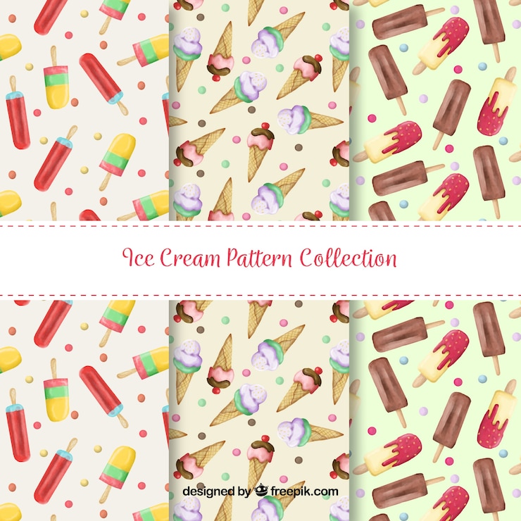 Vector gratuito varios patrones con helados de colores