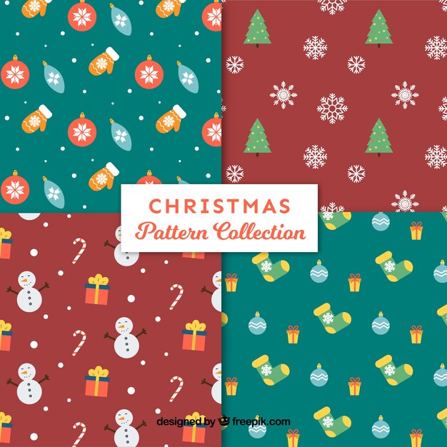 Varios patrones de navidad con elementos 