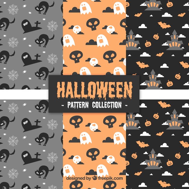 Varios patrones vintage de halloween 