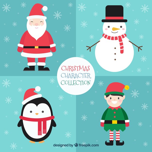 Varios personajes adorables de navidad