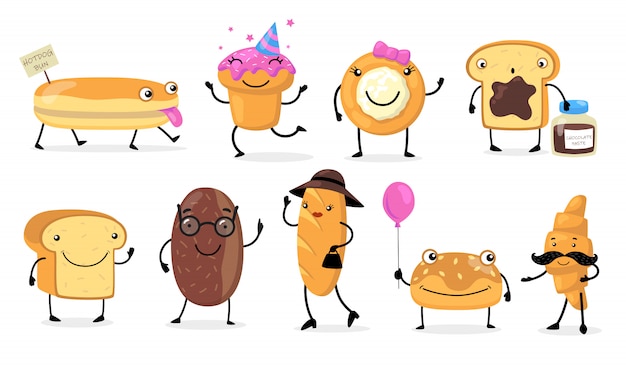 Varios personajes divertidos de pan