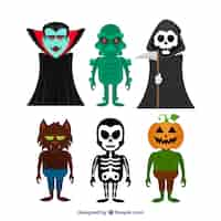 Vector gratuito varios personajes espeluznantes