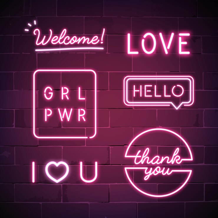 Vector gratuito varios signos de neón conjunto de vectores