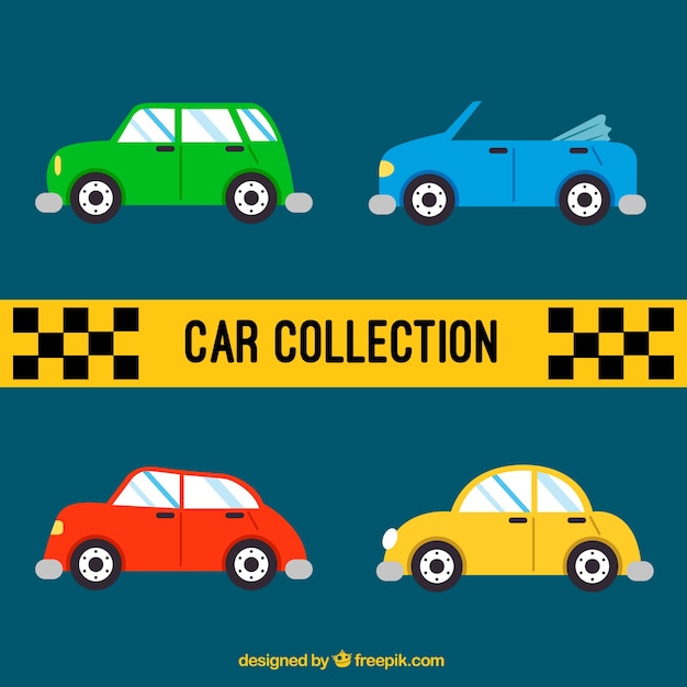 Vector gratuito varios tipos de coches en diseño vintage