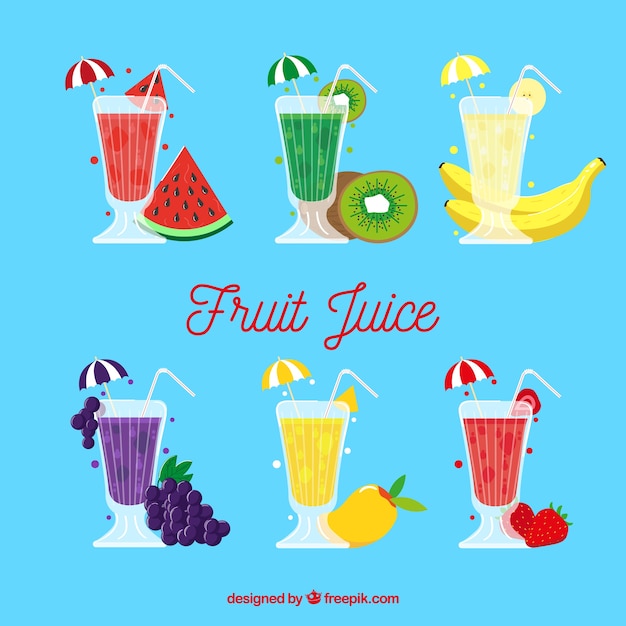 Vector gratuito varios zumos de fruta deliciosos