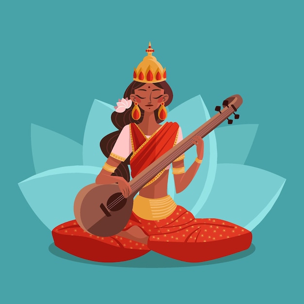 Vasant panchami dibujado a mano