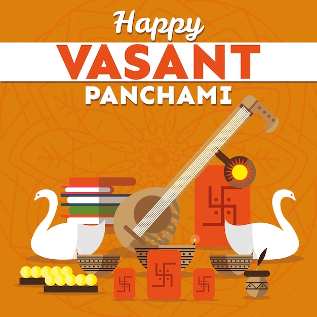 Vector gratuito vasant panchami en diseño plano