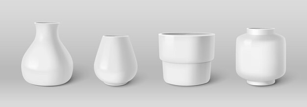 Vaso y olla de cerámica blanca para flores