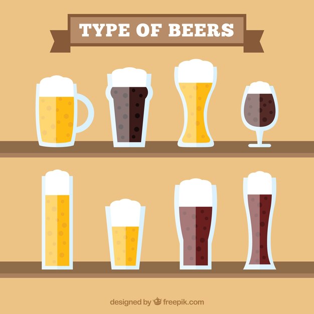 Vasos con diferentes cervezas