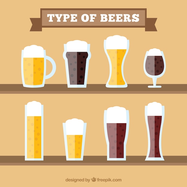 Vasos con diferentes cervezas