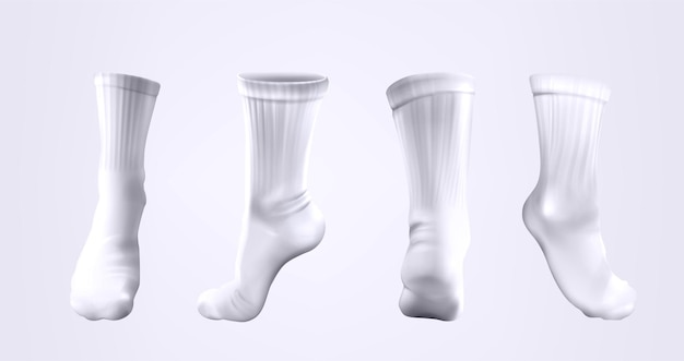 Vector 3d calcetines blancos realistas a media pantorrilla