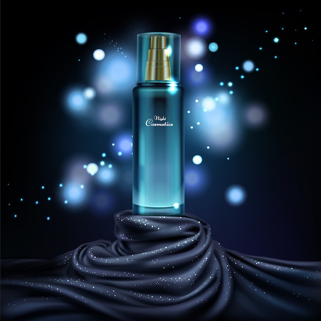 Vector 3d realista mock up de cosméticos de noche