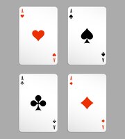 Vector gratuito vector ace jugando a las cartas, cuatro sobre fondo blanco.