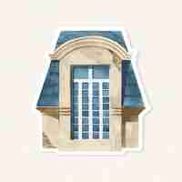 Vector gratuito vector acuarela vintage dibujado a mano clipart ventana europea arquitectura