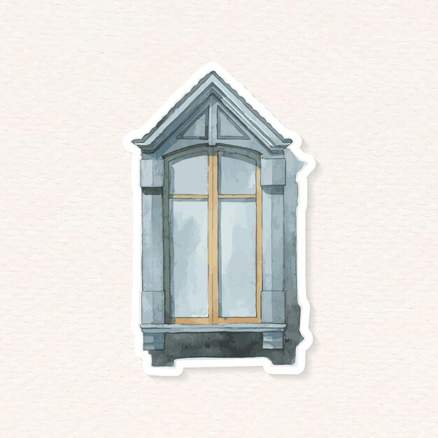 Vector acuarela vintage ventana europea pintura arquitectónica