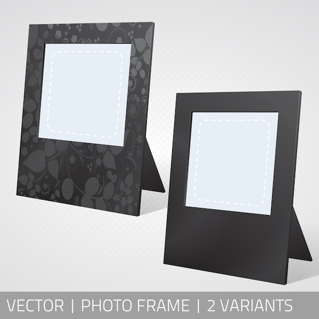 Vector gratuito vector aislado marco de fotos en perspectiva. marco fotográfico realista permanente en la superficie con sombra.
