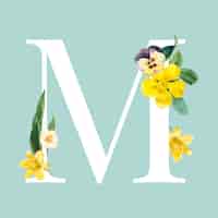 Vector gratuito vector de alfabeto de mayúscula floral m